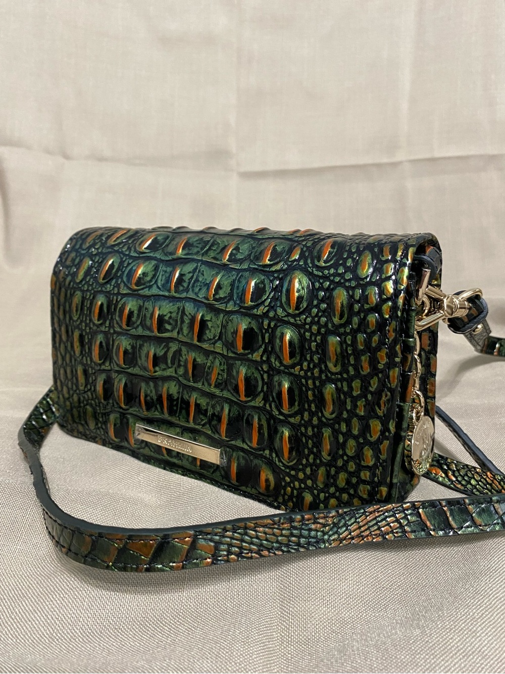 Brahmin Minuette Built-In Wallet SAMBA Crossbody Shoulder Bag Green Melbourne